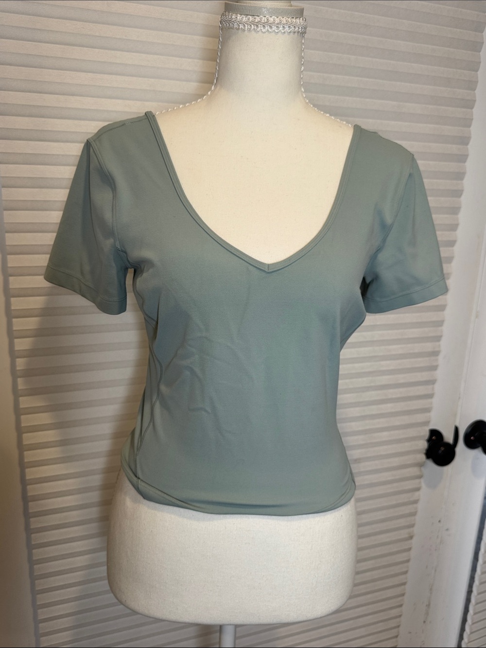 lululemon athletica Short Sleeve V-Neck Crop Top in Sage JAH1433